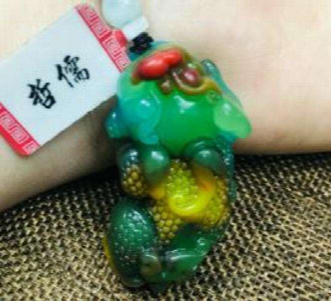 Colorful Stone Pendant Carved Good Fortune Beast Pendant