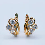 Women 585 Rose White/Black/Multi 3 Stone Colors Flowers 18K Filled Drop Earrings