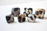 50pcs Leopard Print Square Flatback Cloth Buckle DIY Jewelry Earring Accessory