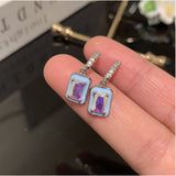Aurora Temperament Earrings S95 Silver Needle Dripping Oil Flash Earrings