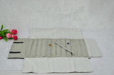 Grey Velvet Jewelry Roll Travel Case Organizer with Bear