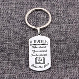Teacher Keychain Dog Tag Pendant - Engraved Quote Gift