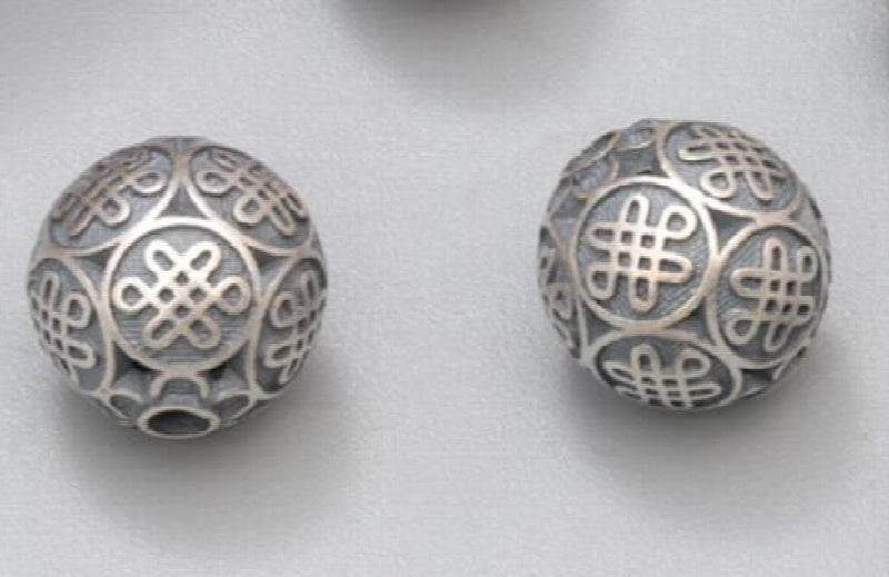 925 Silver Chinese Knot Beads Sterling Silver Lucky Knot Loose Beads