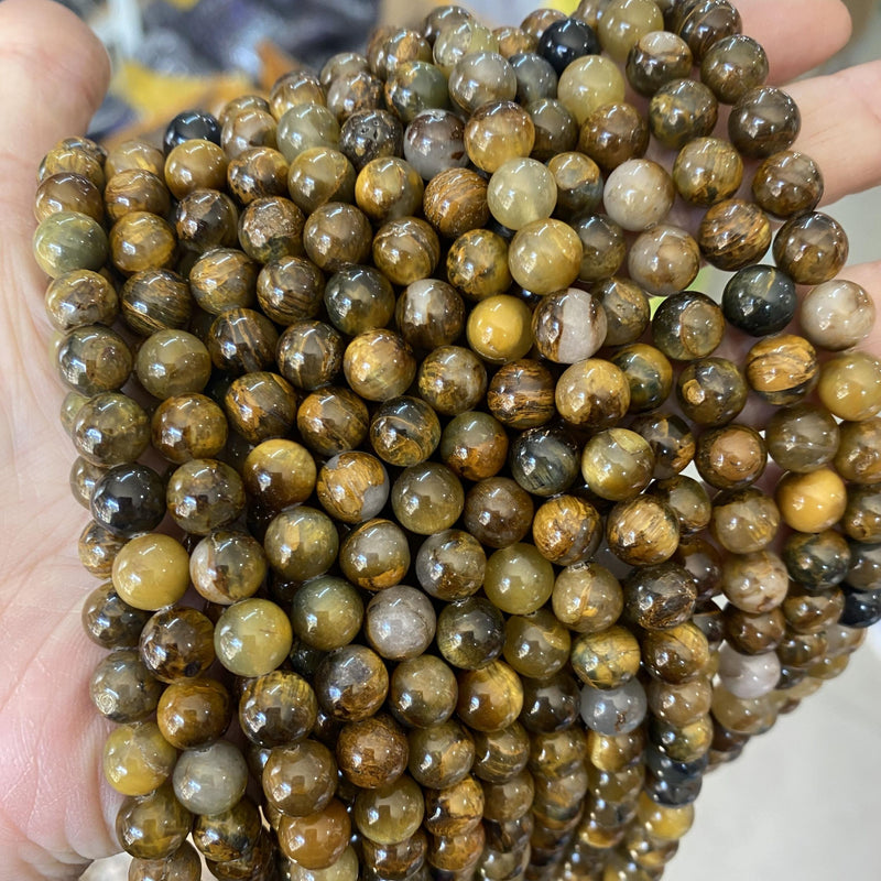 Golden Pietersite Natural Stone 6/8/10mm Yellow Beads for DIY Jewelry Making