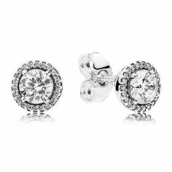 925 Silver Rose Elegant Crystal Stud Earrings Wedding Gift