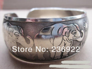 Vintage Tibet Elephant Carved Bracelet For Men and Women