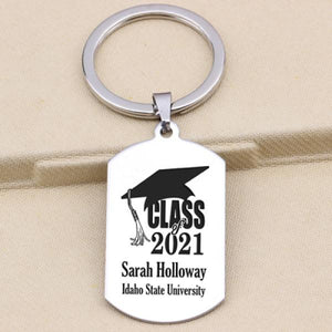 Personalized Graduation Keychain Stainless Steel Charm