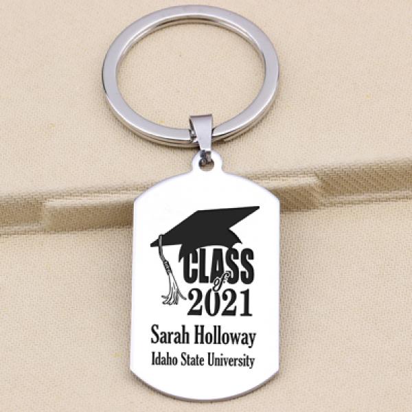 Personalized Graduation Keychain Stainless Steel Charm