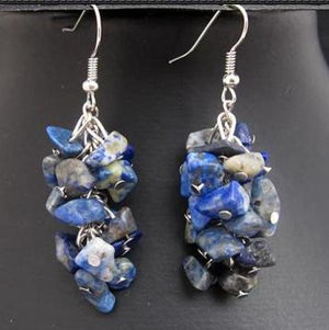 Baroque Lapis Dangle Earrings S925 Silver Hook Fine Jewelry