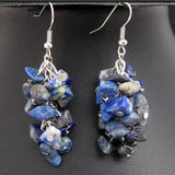 Baroque Lapis Dangle Earrings S925 Silver Hook Fine Jewelry