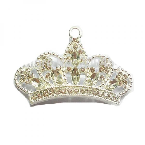 10pcs Silvery Crown Rinestone Pendants For Necklace Making