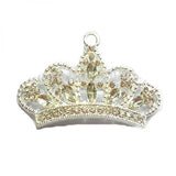 10pcs Silvery Crown Rinestone Pendants For Necklace Making