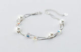 925 Silver Double Row Shell Pearl Bracelet