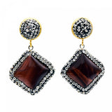 Square Gem Stone Earrings Vintage Wedding Party Jewelry