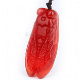 Pink Chalcedony Jade Cicada Pendant Agate Necklace Charm