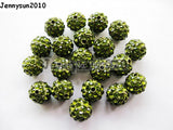10mm Olive Top Czech Crystal Rhinestone Pave Clay Round Spacer Beads