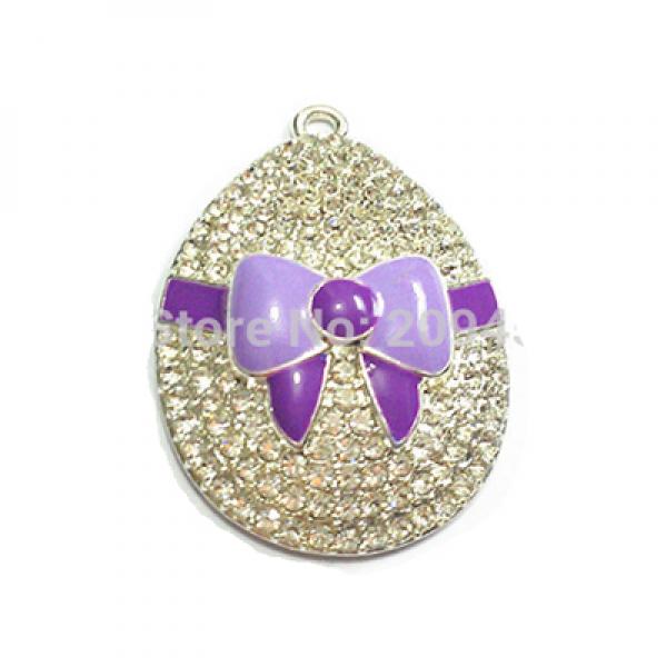 10pcs/lot Easter Egg With Bow Rhinestone Pendants