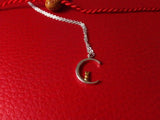 925 Sterling Silver Bunny Rabbit Moon Necklace Pendant