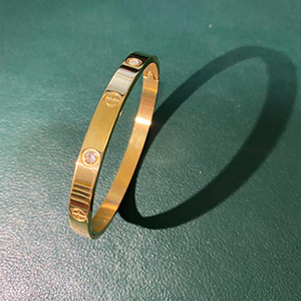 Zircon & Cross Nut Nail Bangle Stainless Steel Bracelet