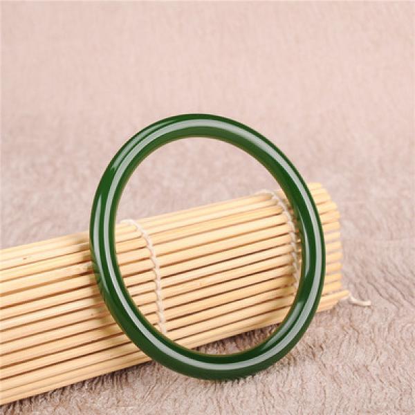 Natural Hetian Jade Green Round Bar 54-62mm Bangle Jewelry Gift