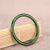 Natural Hetian Jade Green Round Bar 54-62mm Bangle Jewelry Gift