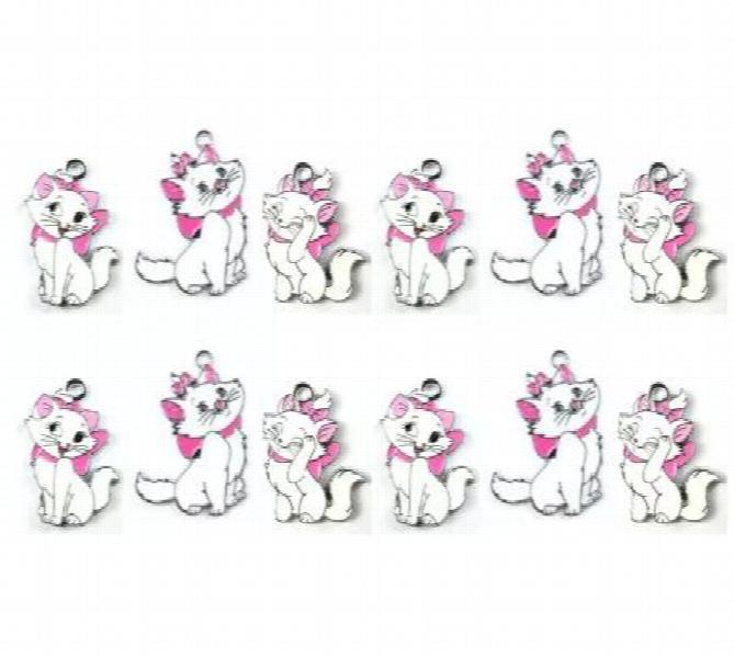 40pcs Cartoon Cats DIY Key Chain Metal Charm Pendants Jewelry Making DIY