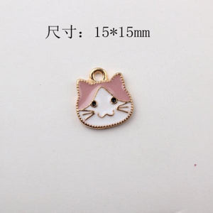 100pcs 15*15mm Kitten Cat Avatar Alloy Headwear Pendant
