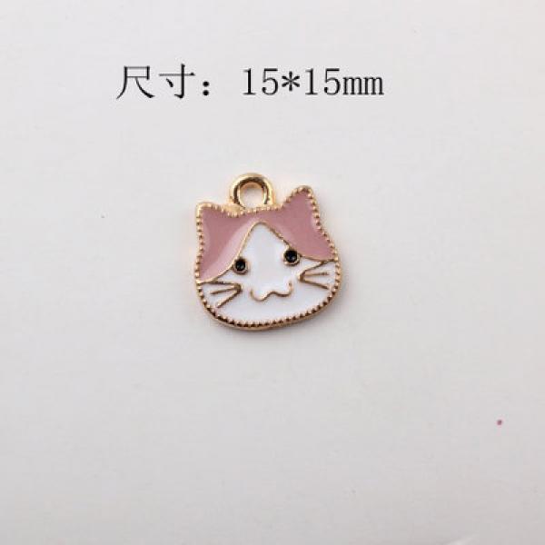 100pcs 15*15mm Kitten Cat Avatar Alloy Headwear Pendant