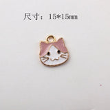 100pcs 15*15mm Kitten Cat Avatar Alloy Headwear Pendant