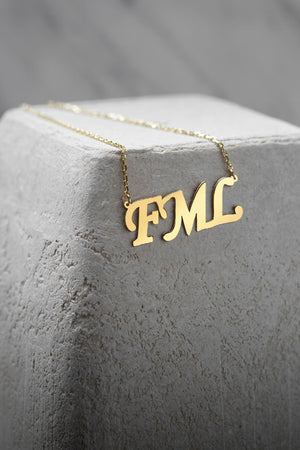 Monogram Name Necklace, Stainless Steel Initial Necklace