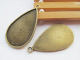 50pcs Raindrop Base Setting Tray Bezel Pendant Charm, fit 20mmx35mm Cabochon