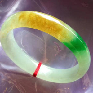 Zheru Jewelry Natural Burmese Light Tricolor Jade Bracelet