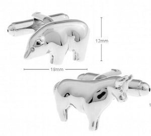 iGame 1 pair Cuff Links Silver Bull Bear Novelty Brass Animal