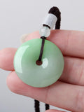 Zheru Jewelry Natural Burmese Jade Donut Pendant Necklace
