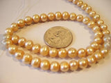 Golden Yellow Freshwater Pearl Round Potato 7-8mm 15 inch Strand