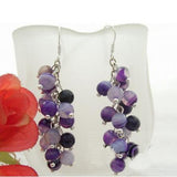 Arrival Round Faceted Agate Earrings S925 Sterling Silver Dangle
