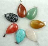 Teardrop Quartz Crystal Turquoise Tiger Eye Pendant Set