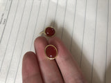 18k Gold Plated 925 Sterling Silver Red Agate Oval Stud Earrings