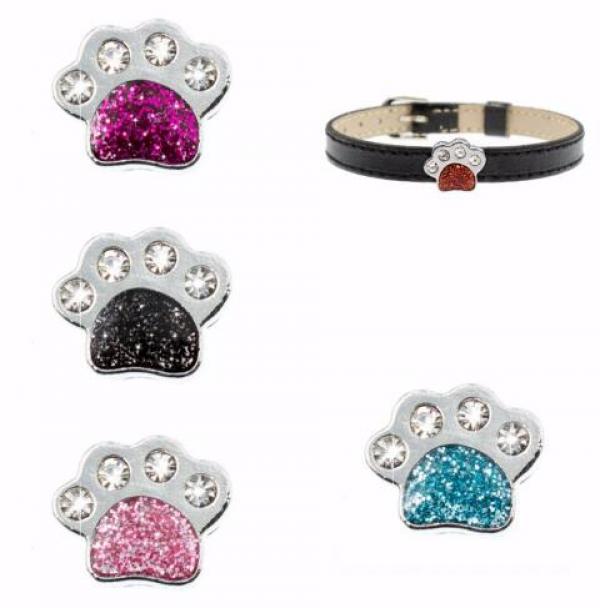 20PCS 8MM Paw Slide Charms Rhinestones Fit 8mm Leather Wristband Keychains