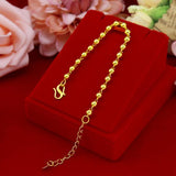 24K Yellow Plated Beads Bracelet Glossy Round Bead Bangles Jewelry