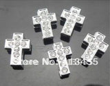 50pcs 8mm Rhinestone Cross Slide Charms for Pet Collar