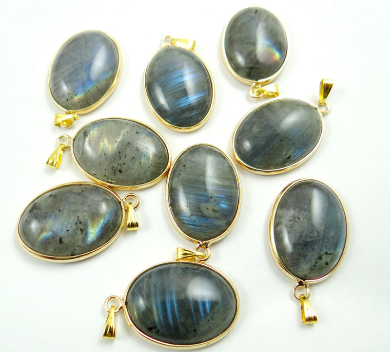 Moonstone Raw Gem Labradorite beads Pendant Necklace 12pcs