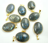 Moonstone Raw Gem Labradorite beads Pendant Necklace 12pcs