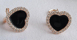 Japan Korea Style 925 Silver Zircon Earrings Sweet Red Heart Studs