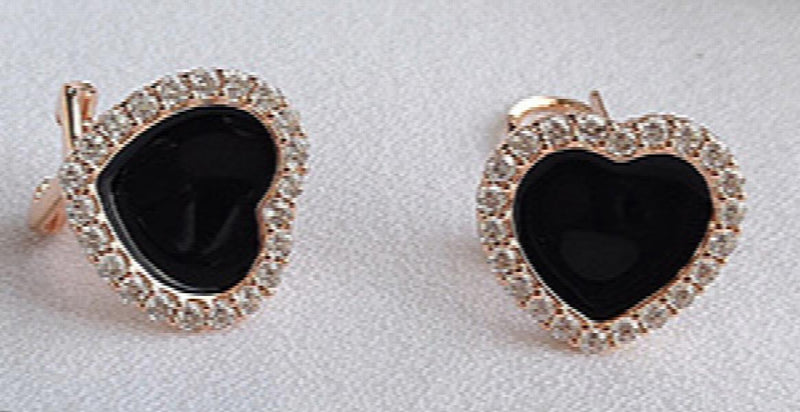 Japan Korea Style 925 Silver Zircon Earrings Sweet Red Heart Studs