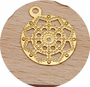 13mm Antique Bronze Filigree Brass Flowers Pendant Charms DIY Jewelry Making