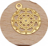 13mm Antique Bronze Filigree Brass Flowers Pendant Charms DIY Jewelry Making