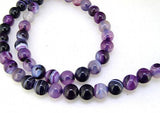 Purple View Agate Gemstone Full Strand 15in Round Agates Jewelry