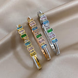Multicolor Rhinestone Zircon Bangle Bracelet Women Waterproof Jewelry