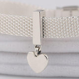 925 Silver Floating Heart Clip Charm Bracelet Pendant DIY Jewelry